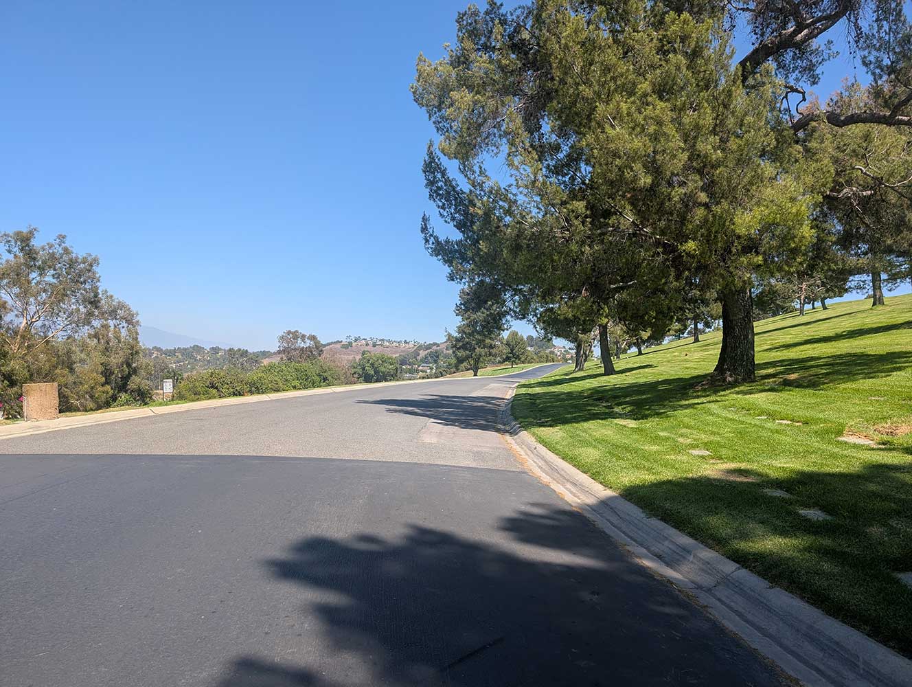 Park road approach at Forest Lawn Covina Hills
